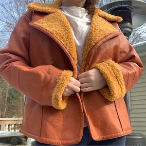 Free People vegan leather and sherpa jacket